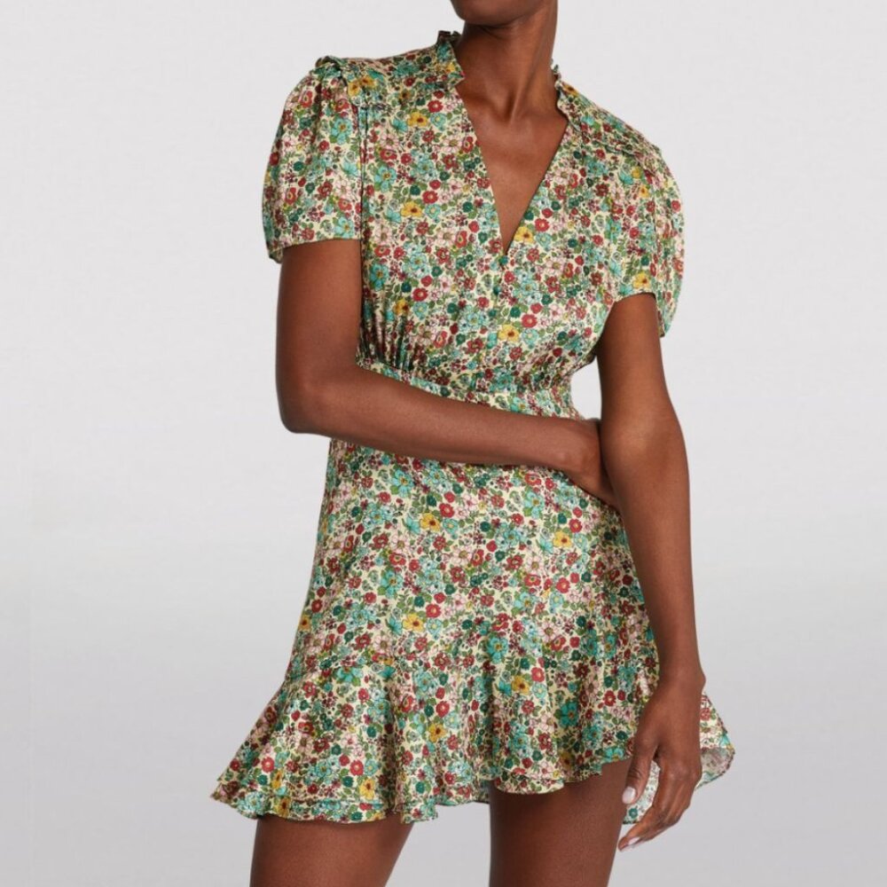 Sandro Fee Floral Ruffle Dress (size 36)